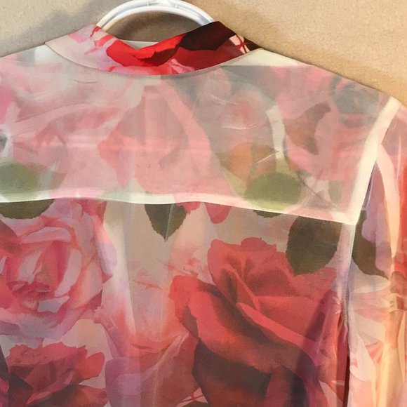 Guess Floral Sheer Blouse Top - Picture 5 of 7